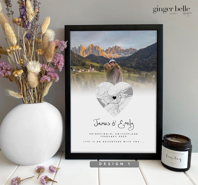 Personalized Map Print - Valentines Day Gift | Anniversary Gift for her/him Design 1