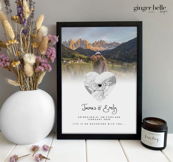 Personalized Map Print - Valentines Day Gift | Anniversary Gift for her/him