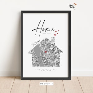Personalised Housewarming Gifts, Personalised New Home Map, First Home Gift for Couple, New House Gifts, Our First Home, Valentines Gifts Design 1