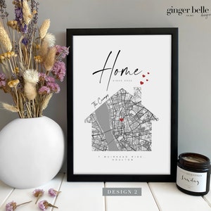 New Home Gift, Personalised Housewarming Gift, New Home Map Print Gift, Valentines Gift for her him, Gifts for home, Moving Gift New Home Design 2