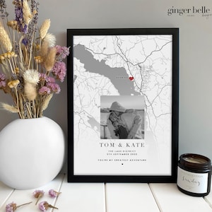 Personalized Couple Map Print -  Engagement Gift for Couple - Custom Anniversary Gifts