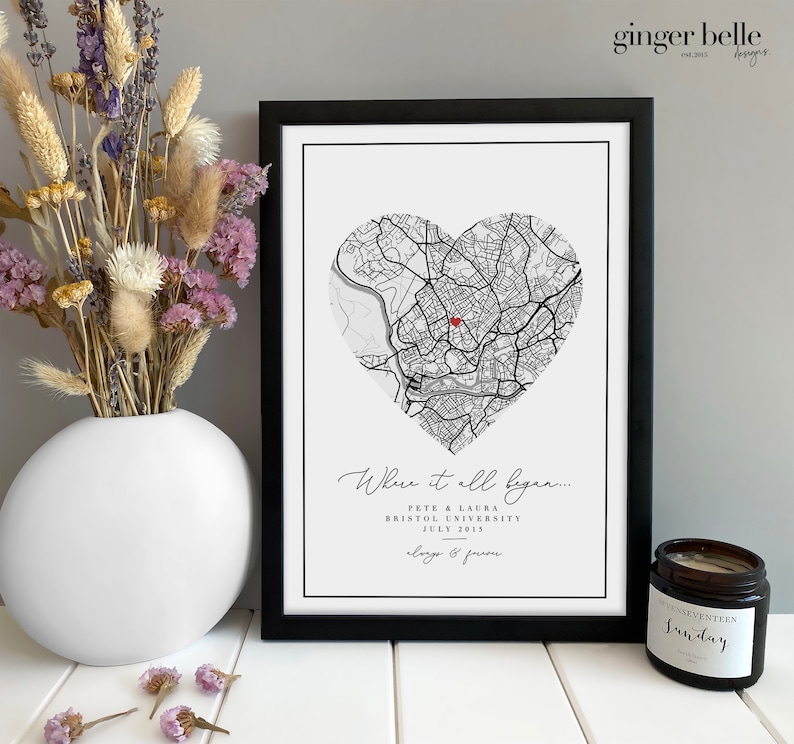 Personalised Anniversary Gift Print Night We Met Gift Map Gift for Her Wife Husband Girlfriend Personalized Wedding Gift image 1