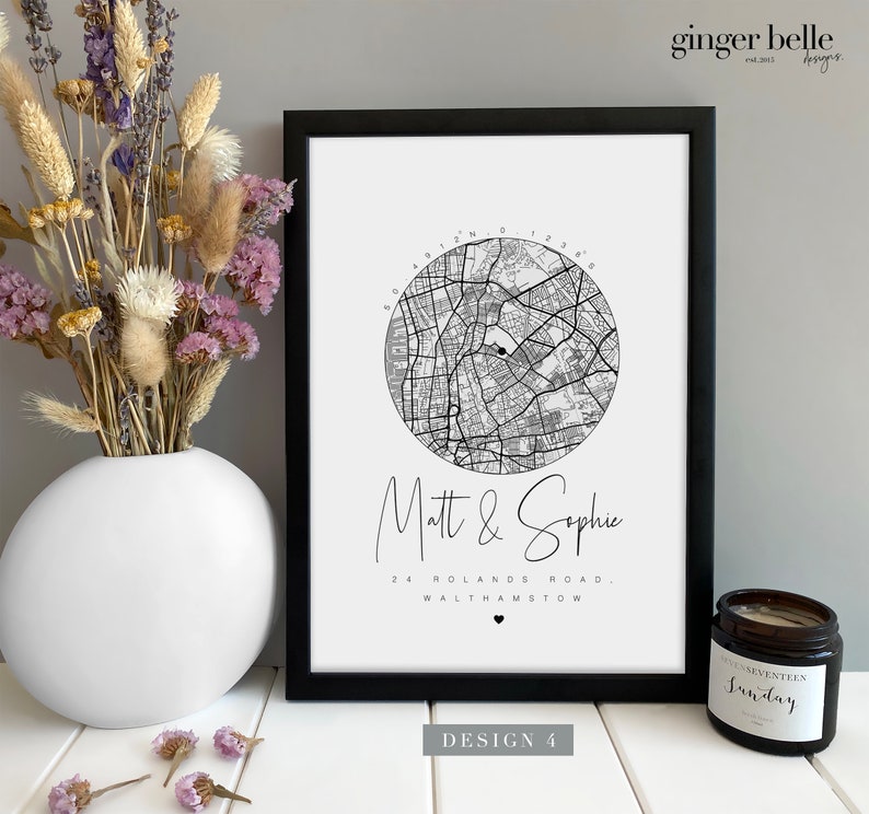 New Home Gift, Personalised Housewarming Gift, New Home Map Print Gift, Valentines Gift for her him, Gifts for home, Moving Gift New Home Design 4