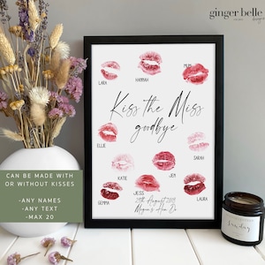 Hen Do Gift | Personalised Kiss The Miss Goodbye Gift | Custom Hen Party Game Print | Bride To Be Bridal Shower Hen Party Game