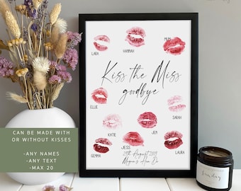 Hen Do Gift | Personalised Kiss The Miss Goodbye Gift | Custom Hen Party Game Print | Bride To Be Bridal Shower Hen Party Game