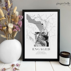 Personalized Couple Map Print - Engagement Gift, Anniversary Gift for her or him
