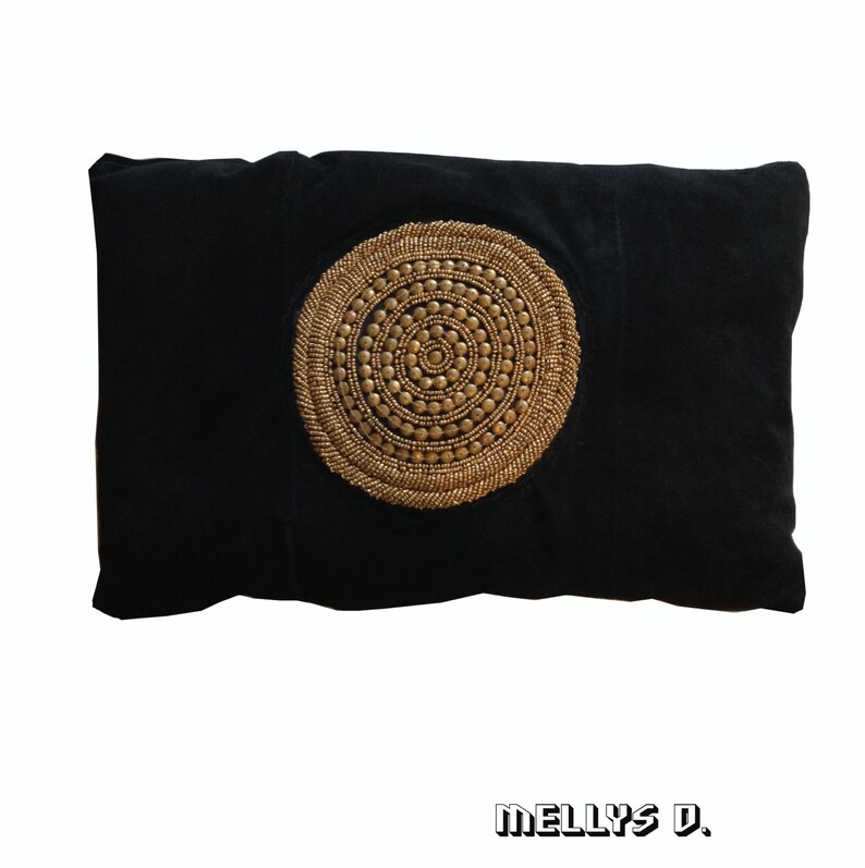Sac De Soirée Vintage En Daim Noir – Pochette Plate Zippée – Doublure Satin