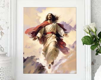 The Covenant Kept - Second Coming of Jesus Christ, Watercolor Painting of Jesus Christ for Christian Art, Instant Digital Download
