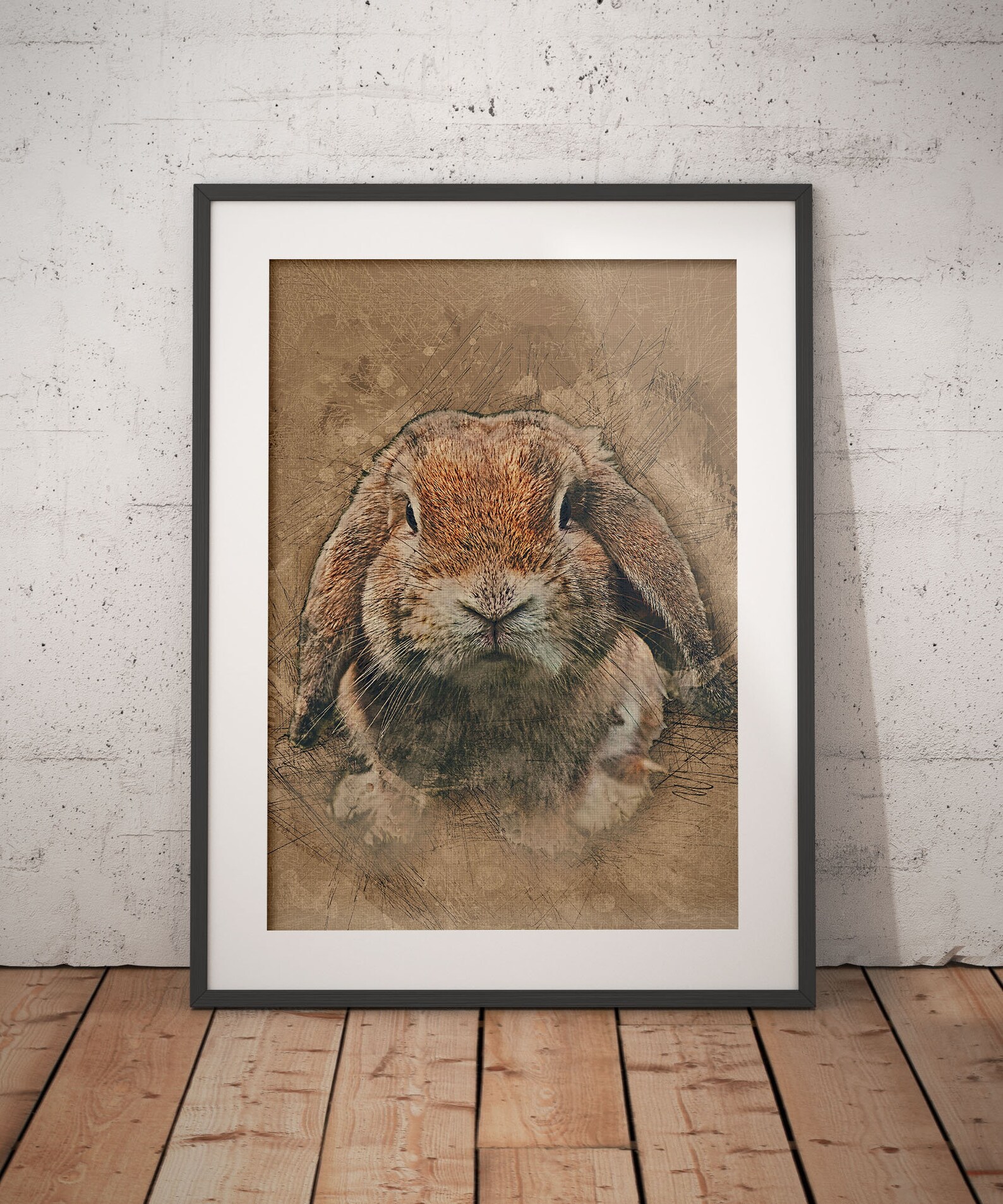 Rabbit Wall Art Print Woodland Nursery Farmhouse Decor Rustic Etsy