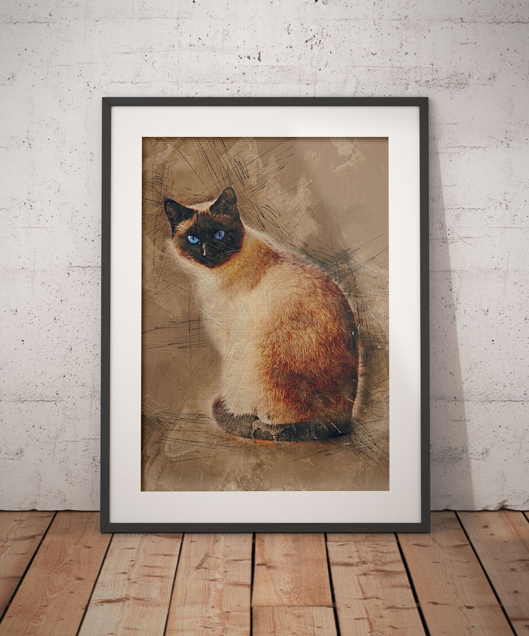Siamese Cat Art Print Cat Wall Art Scandinavian Home Decor Etsy