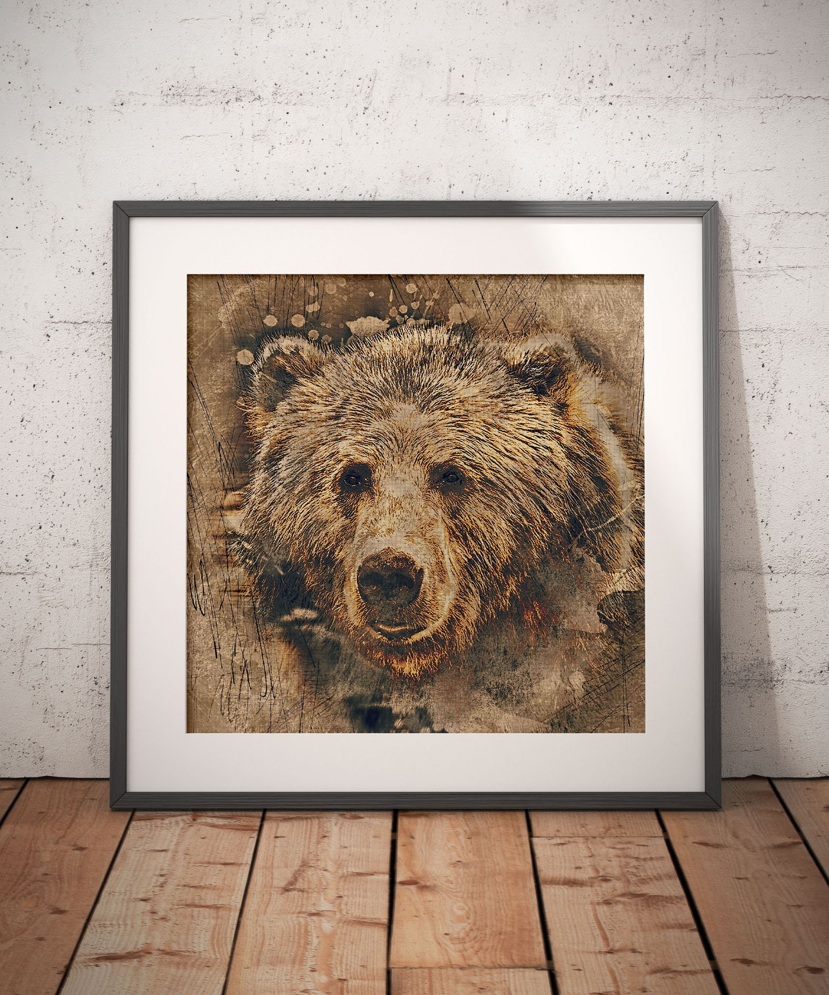 Bear Art Print Woodland Nursery Rustic Wall Decor Gift For Him Etsy