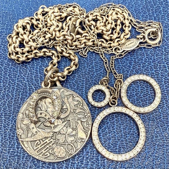 Vintage Signed CATHERINE POPESCO France Horse Shoe Token & 3 Ring 