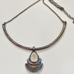 Collar alma UNO de 50 MRS BEGUM en metal revestido de plata y cristales facetados imagen 1