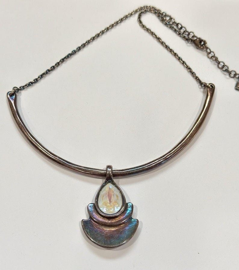 Collar alma UNO de 50 MRS BEGUM en metal revestido de plata y cristales facetados imagen 1