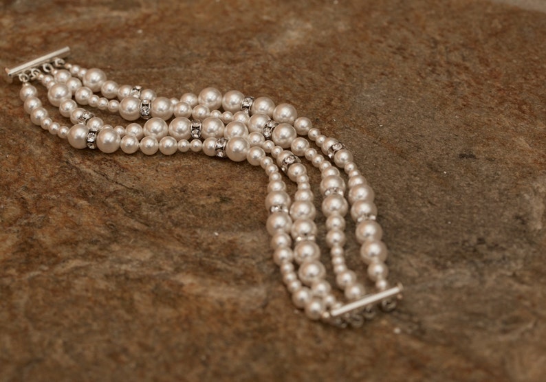 Pearl Wedding Braceletpearl bracelet weddingCrystal and Pearl BraceletMulti Strand Pearl braceletBridal pearl braceletNew Year bracelet