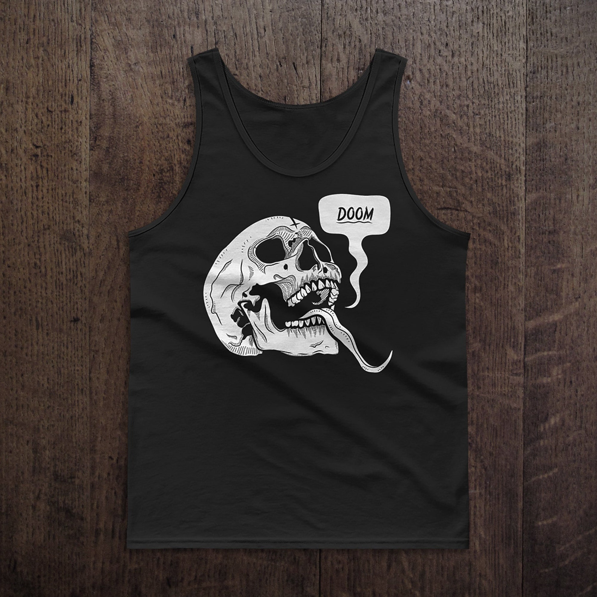 Discover DOOMSKULL  Black Tank Top