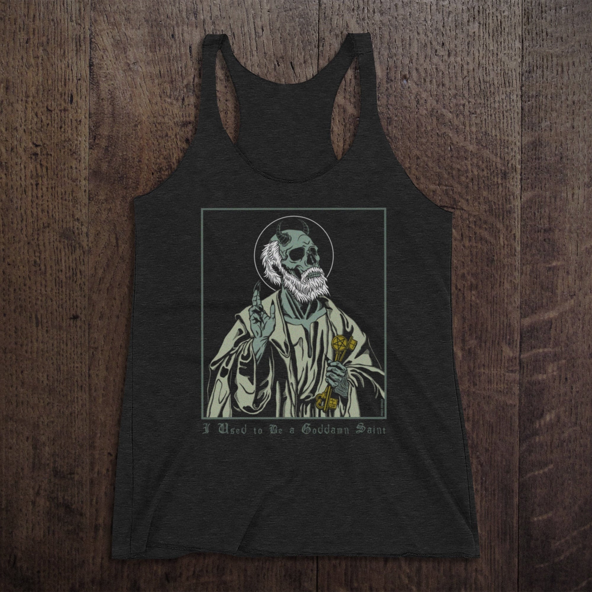 GODDAMN SAINT  Triblend Racerback Tank