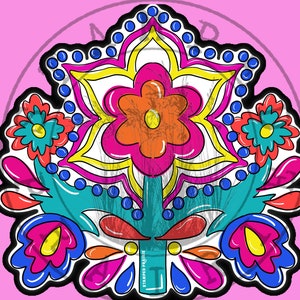 FIESTA floral embroidery PNG Sublimation DTG