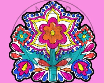 FIESTA floral embroidery PNG Sublimation DTG