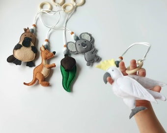 Zestaw zabawek gimnastycznych dla niemowląt, wiszące zwierzątka z australijskiego filcu, dekoracja do pokoju dziecięcego