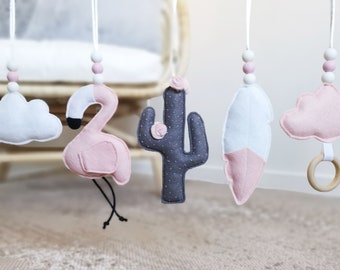 4 Pieces Baby Gym Toys | Hanging Gym Toys | Activity Gym Toys | Felt Crib Toys | Silicone Teething Toy | Baby Shower | Newborn Gift