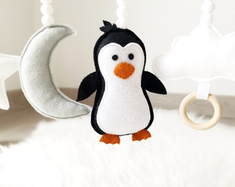 Baby Play Gym Toys | Baby Penguin Toys Set | Nursery Decoration | Activity Gym Toys | White Black Decoration | Play Gym Felt Toys