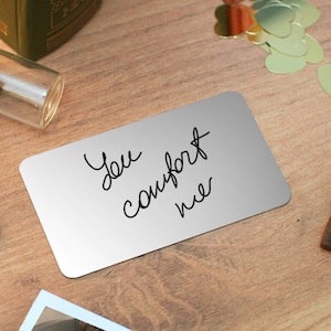 Personalisierte Nachricht Metall Brieftasche Karte, gravierte Metall Karte mit handgeschriebenem Text, Benutzerdefinierte Brieftasche Insert Karte, Sentimentales Andenken