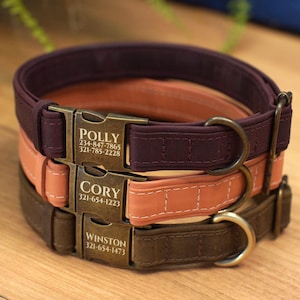 Custom Leather Dog Collars for Small Medium Large Breeds, Engraved Pet Collar, Leather Puppy Collar, Personalized Dog Collar, Dog Dad Gift