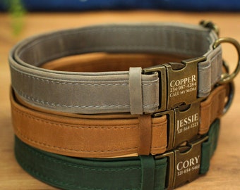 Engraved Leather Dog Collar, Custom Dog Collar with Name, Personalized Dog Collar, Small Medium Large Dog Collars, Dog Owner Gift