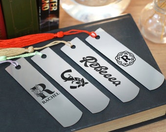 Personalized Metal Bookmark with Name Initials, Engraved Bookmark, Gift for Book Lovers, Custom Anniversary Gift, Book Accessories for Women