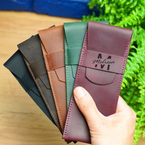 Leder Stiftetasche, Personalisierte Stiftetasche, Gravur Stiftehülle, Geschenk für Sie