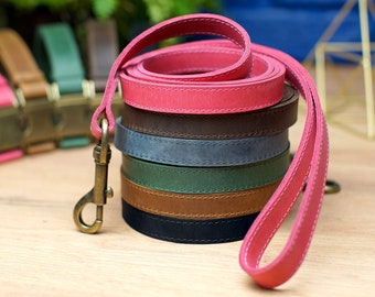 Laisse personnalisée pour chien, laisse pour chien en cuir avec poignée, laisse pour animaux de compagnie douce et durable Rose Vert Bleu, Laisse de chien forte, Laisse pour chiot