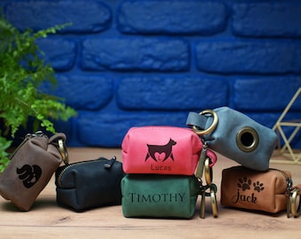Porte-sac de caca de chien personnalisé, distributeur de sac de caca de chien en cuir, transporteur de sac de déchets de chien personnalisé, accessoire de promenade de chien, porte-sac de friandise pour chien