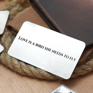 Gepersonaliseerde metalen portemonnee kaart met foto, aangepaste portemonnee insteekkaart, gegraveerde metalen kaart met tekst, man geschenken, Valentijnsdag cadeau voor hem
