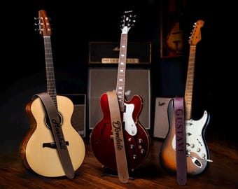 Leather Guitar Strap, Personalized Guitar Strap, Custom Guitar Straps, Engraved Guitar Strap Crossbody, Guitar Player Gift