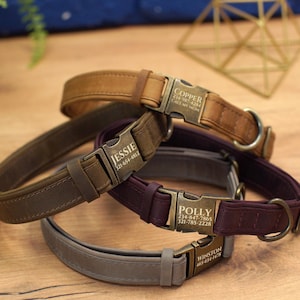 Graverade läderhalsband för hundar med namn, läderhalsband för husdjur med spänne, personligt hundhalsband, specialdesignat hundhalsband, present till husdjursägare bild 7