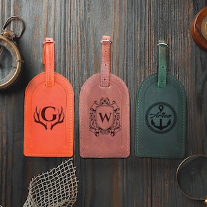 Custom Luggage Tag, Personalized Leather Luggage Tags, Travel Accessories, Backpack Tag, Wedding Favors, Gifts for Her, Suitcase Tags
