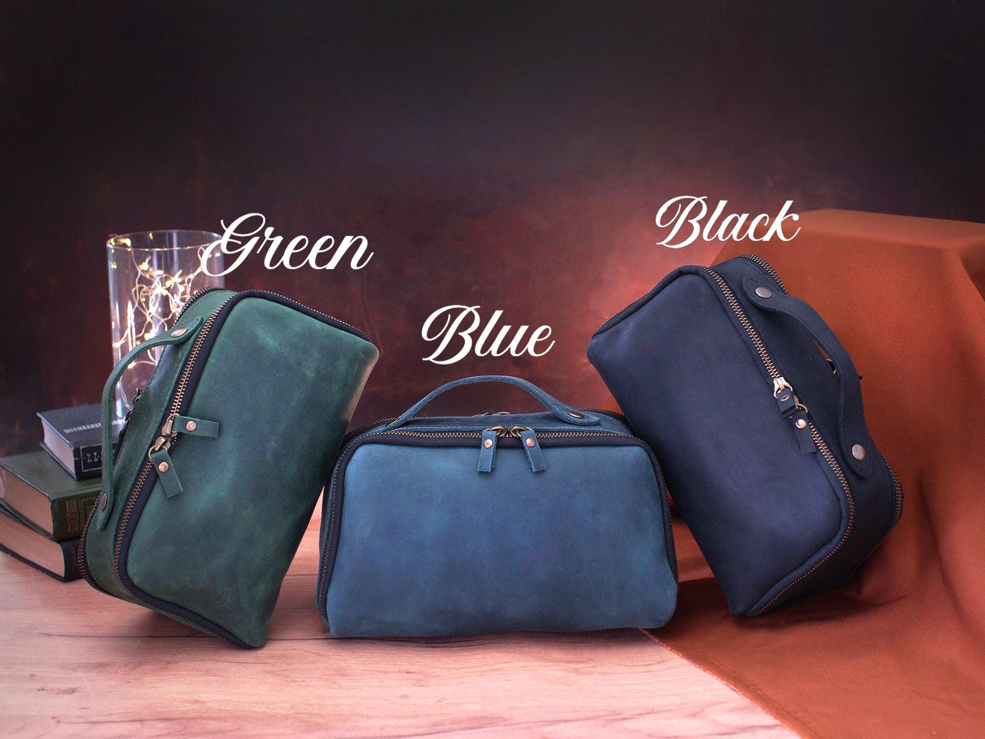 Personalized Cosmetic Bag – Custom Leather Toiletry Bag for Her, Makeup Pouch, Beauty Accessories Case, Bridesmaid Gifts, Gift for Women