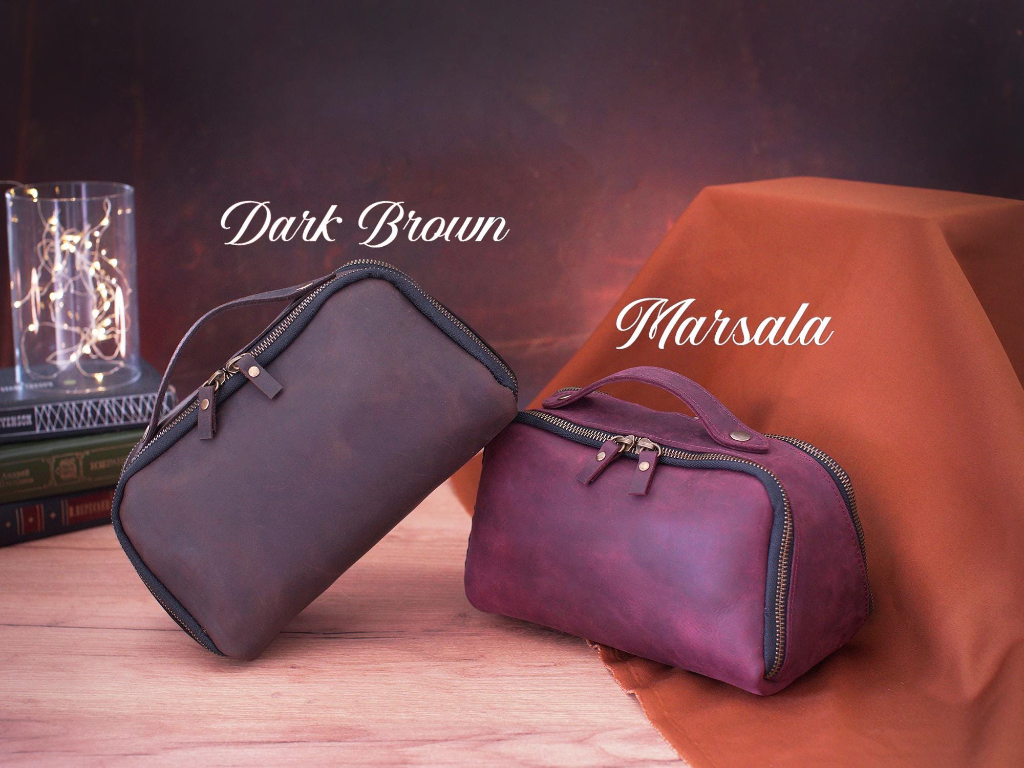 Personalized Cosmetic Bag – Custom Leather Toiletry Bag for Her, Makeup Pouch, Beauty Accessories Case, Bridesmaid Gifts, Gift for Women
