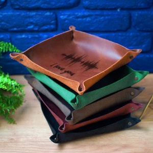 Vassoio di ritiro e riconsegna auto personalizzato, vassoio catchall in pelle, regali personalizzati in pelle, organizzatore di scrivania da ufficio personalizzato, vassoio di ritiro e riconsegna auto inciso per uomo immagine 3