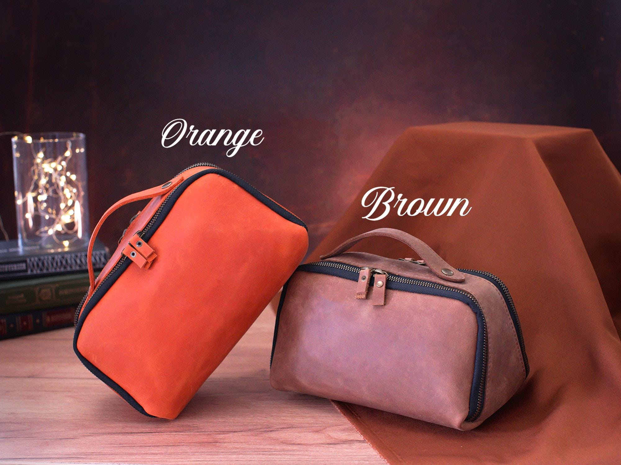 Personalized Cosmetic Bag – Custom Leather Toiletry Bag for Her, Makeup Pouch, Beauty Accessories Case, Bridesmaid Gifts, Gift for Women