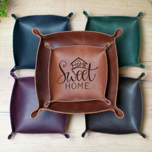 Gravur Valet Tablett, Leder Catchall Tablett, Personalisiertes Leder Geschenk, Personalisiert Büro Schreibtisch Organizer, Gravur Valet Tablett für Männer