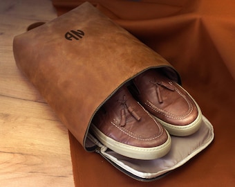 Sac à chaussures en cuir personnalisé pour femme, étui à chaussures d'extérieur personnalisé, cadeau pour elle, support en cuir pour chaussures, cadeau de demoiselle d'honneur, étui à chaussures pour femme