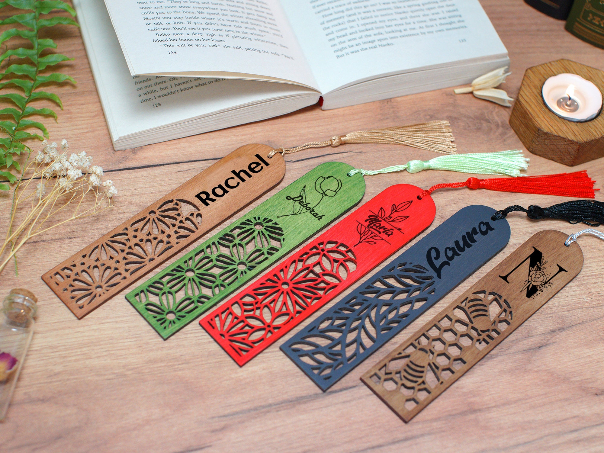 Personalized Wood Bookmarks, Gift for Book Lovers, Custom Wood Bookmark ...
