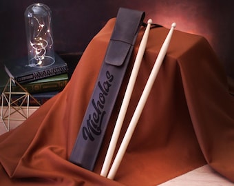 Leather Drum Stick Bag, Personalized Drumstick Case, Gift for Musician, Custom Drumstick Holder, Drumstick Bag, Leather Pouch for Drumsticks
