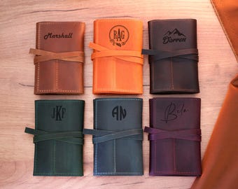 Leather Cable Organizer for Him, Personalized Tech Storage Bag for Cables, Custom Charger Case, Engraved Cord Holder, Christmas Gift for Men