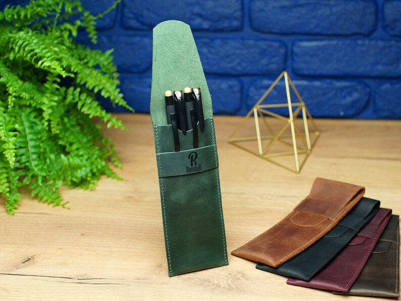 Personalized Pen Holder Leather Pen Holder Engraved Pen Etsy