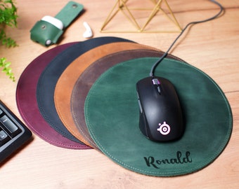 Leather Mouse Pad 5 Colors Available, Personalized Mouse Pad, Custom Office Desk Pad, Personalized Leather Gifts, Monogram Computer Mousepad