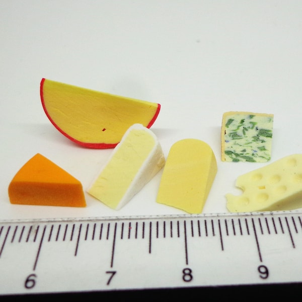 1:12 Scale 6 Mixed Cheese Slices Dolls House Miniatures Food Accessory