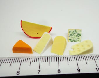 1:12 Scale 6 Mixed Cheese Slices Dolls House Miniatures Food Accessory